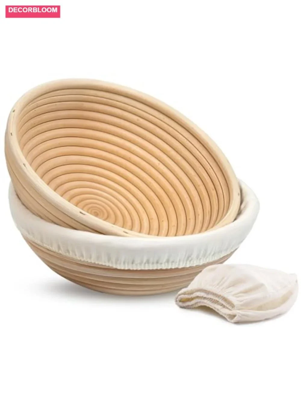 9 Inch Banneton Bread Proofing Baskets, Handwoven Rattan, Set of 2 with Linen